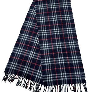 Burberrys Classic Check Scarf Black 100% Cashmere Unisex Scarf Made In …